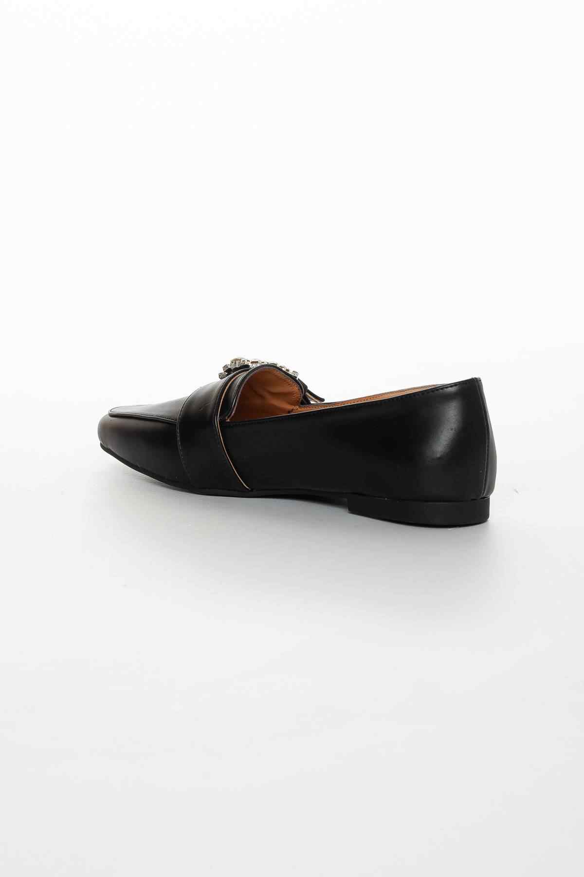 Kadın günlük ayakkabı taşlı  lofer fls0022   Siyah